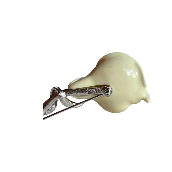 Nolan Miller Calla Lily Brooch/Pin Diamond Silver - Picture 8 of 10